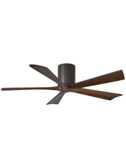 Irene 52 inch 5-Blade Flush-Mount Ceiling Fan with Solid Wood Blades in Textured Bronze.